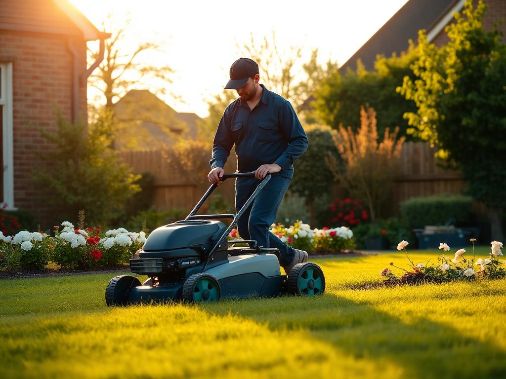 HEAVENLY gardener trimming a hedge in a sunny English garden