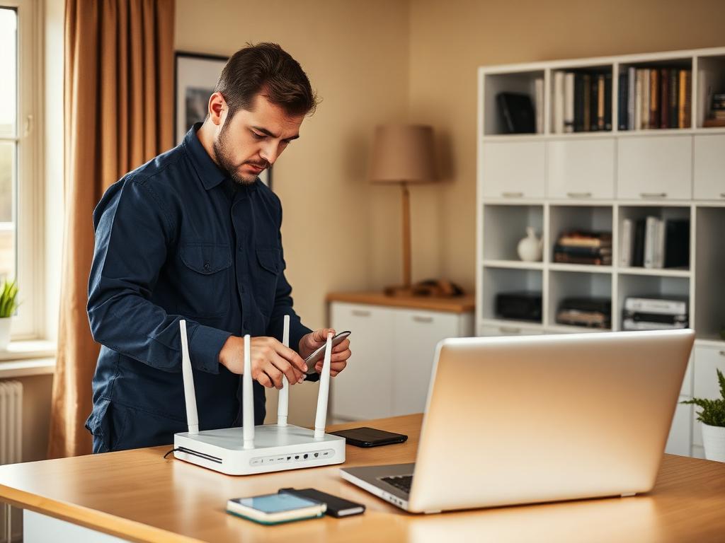 HEAVENLY technician wall-mounting a TV and setting up smart home devices