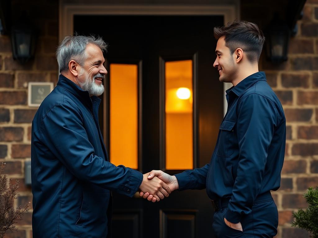 British customer shaking hands with a HEAVENLY tasker after the task